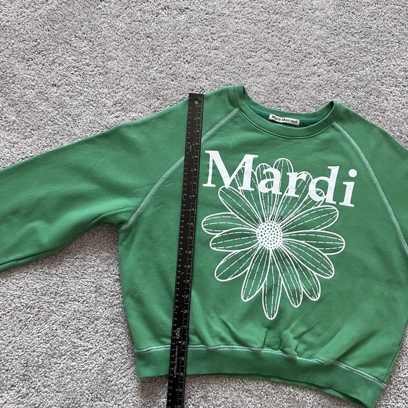 Mardi Mercredi Sweatshirt Womens One Size Green Daisy Graphic Crewneck Pullover - Picture 11 of 14